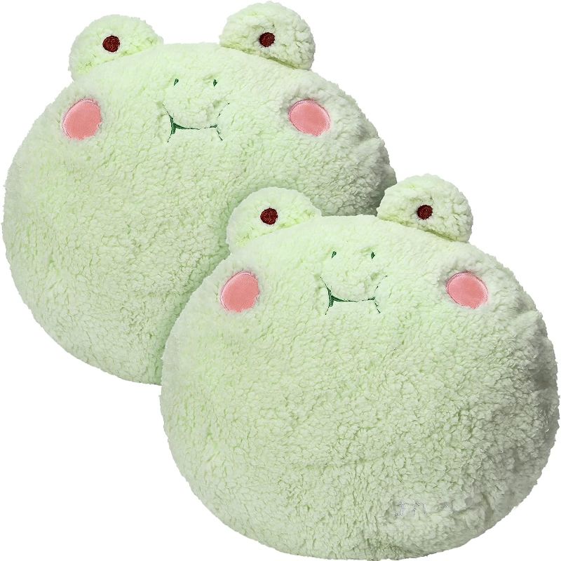 Photo 1 of 2 Pack Frog Plush Pillow Adorable Frog Stuffed Animal 15.7 x 15.7 Inch Frog Pillow Green Cute Frog Plush Hugging Pillow Plush Frog Cuddle Cushion Pillow for Kids Boys Girls
