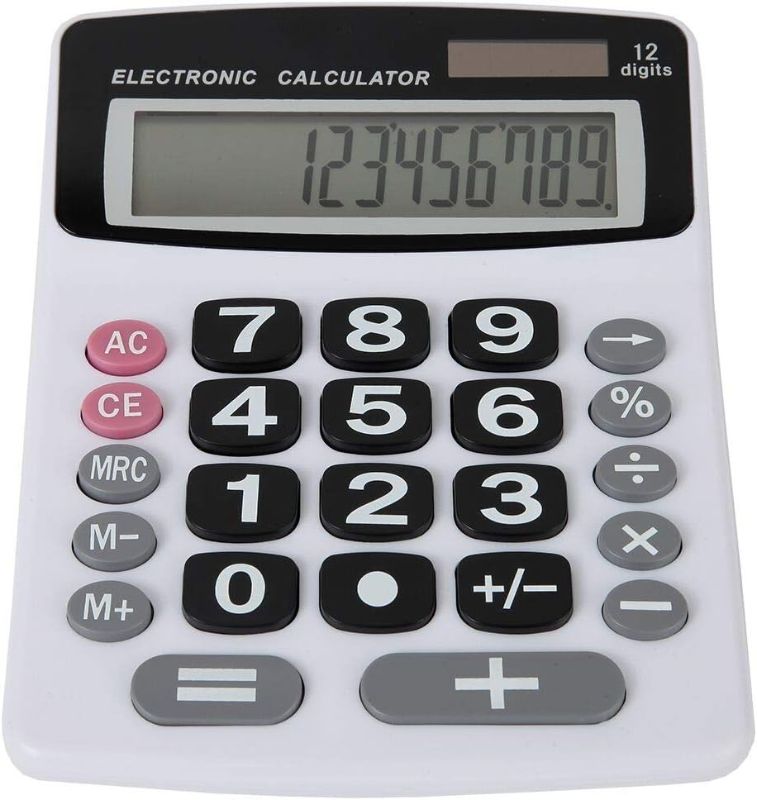 Photo 1 of Lily's Home Jumbo 12-Digit Desktop Calculator - White