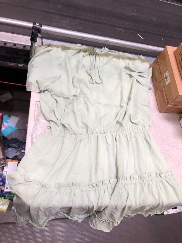 Photo 1 of Happy Sailed Womens V Neck Ruffled Layered Chiffon Dress Self Tie Swing Mini Dresses - SIZE L
