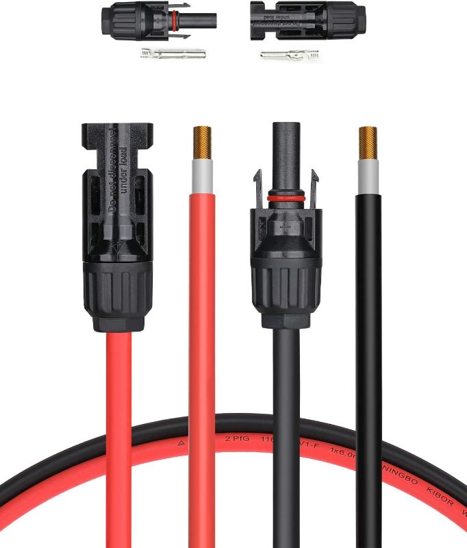 Photo 1 of BougeRV 10 Feet 12AWG Solar Extension Cable with Female and Male Connector with Extra Free Pair of Connectors Solar Panel Adaptor Kit Tool (10FT Red + 10FT Black)
