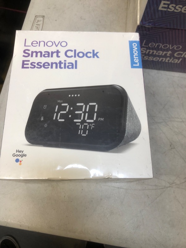 Photo 2 of Lenovo - Smart Clock Essential 4" Smart Display with Google Assistant - Soft Touch Gray
