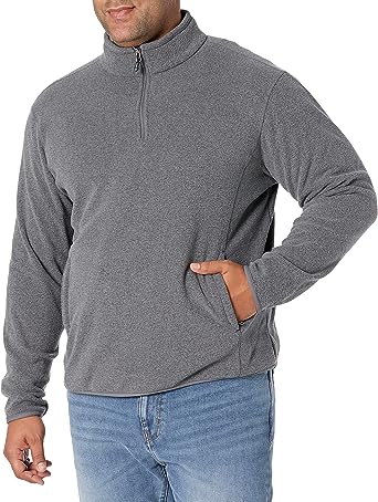 Photo 1 of Amazon Essentials Men's Quarter-Zip Polar Fleece Jacket Polyester Charcoal Heather X-Large