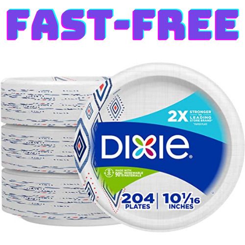 Photo 1 of **NEW*Dixie 10 Inch Paper Plates Dinner Size Printed Disposable 204 Count 3Packs
