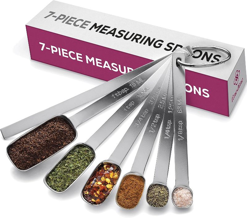 Photo 1 of 2LB DEPOT PREMIUM 18/8 STAINLESS STEEL MEASURING SPOONS, DESIGN FITS IN SPICE JARS 