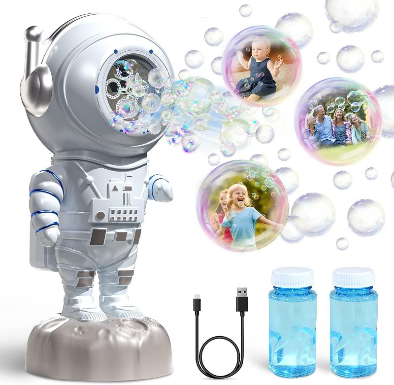 Photo 1 of YYDeek Bubble Machine for Kids, Rechargeable Bubble Maker Automatic Rotating 90°& 360°, Astronaut Bubble Blower with 5.5 Ounces Bubble Solution, Outdoor Party Favors Gift for Boys and Girls
