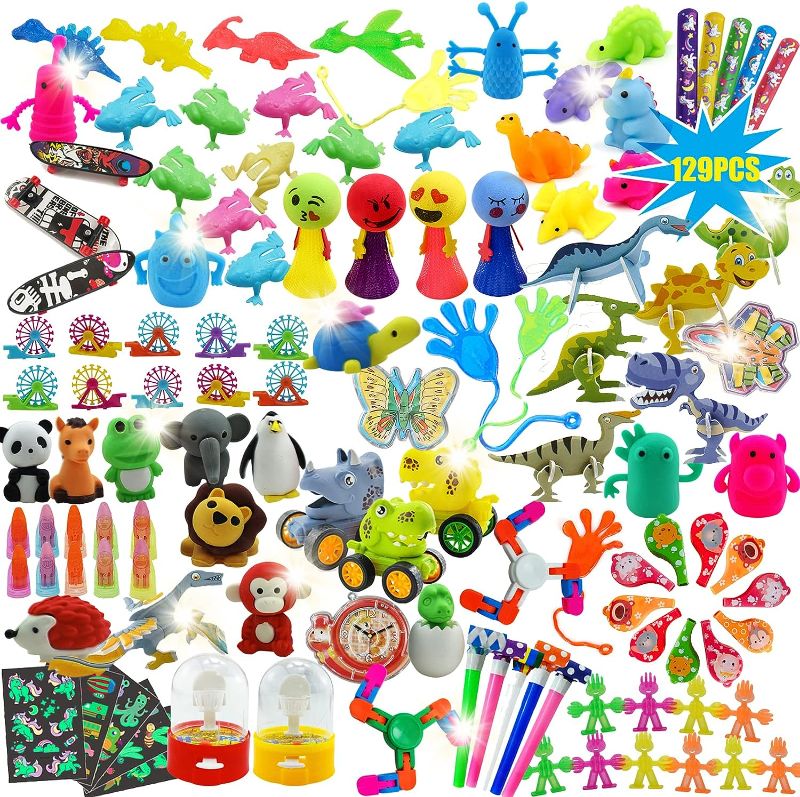 Photo 1 of EFATER 129 Pcs Party Favors for Kids 4-8 Goodie Bag Stuffers Treasure Box Toys for Classroom Treasure Chest Toys Bulk Carnival Prizes Pinata Stuffers for Kids Birthday
