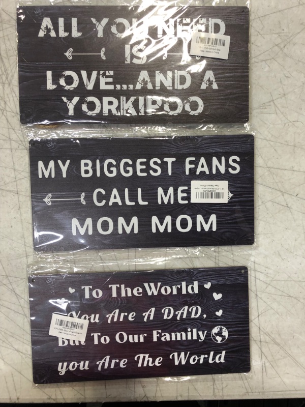 Photo 3 of 3 PACK LOT ,  To the world, you are a dad, but to our family you are the world. Wooden hanging rustic vintage wall, home Art Deco trim 12 x 6 inches