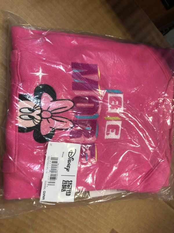 Photo 1 of 3T---Amazon Essentials Disney | Marvel | Star Wars | Frozen | Princess Girls and Toddlers' Fleece Long-Sleeve Hooded Dresses 3T Pink, Minnie Vibes