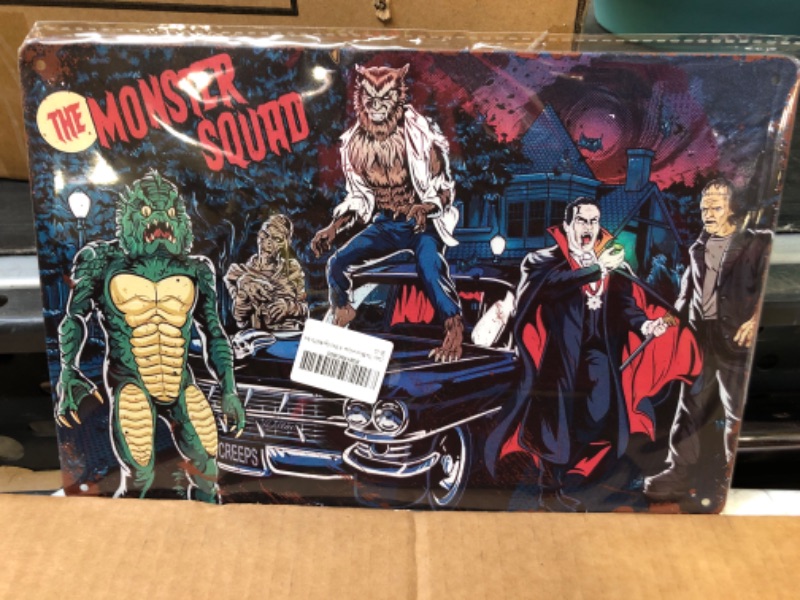 Photo 2 of Classic The Monster Squad Poster Vintage Metal Tin Sign,Bar Shed Man Cave Home Bedroom Office Kitchen Gift Metal Sign 8x12 Inches