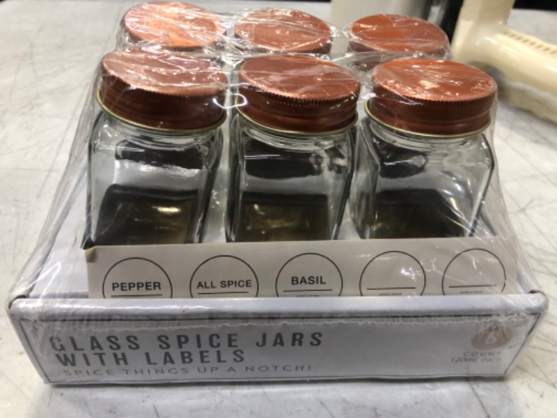 Photo 1 of 6 Pcs Glass Spice Jars/Bottles -3oz Empty round Spice Containers with Airtight Metal Caps with Shaker Lids