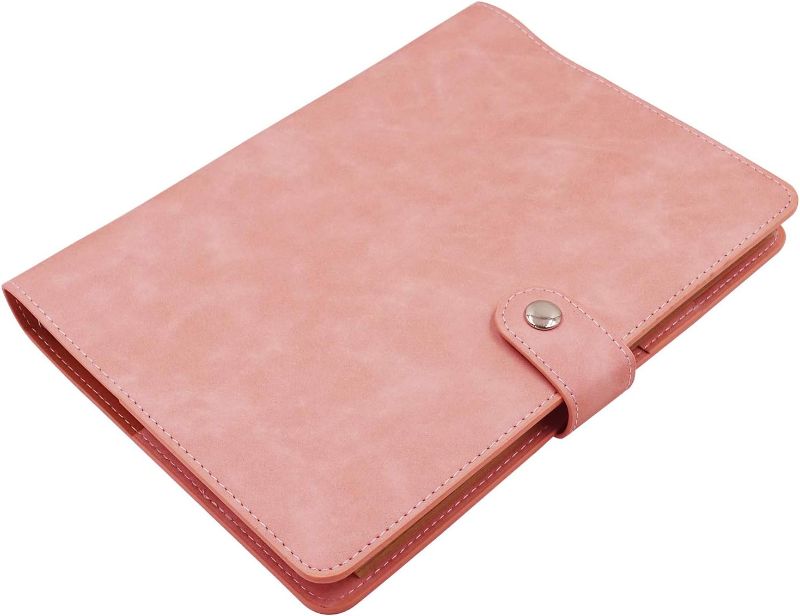 Photo 1 of A5 PU Leather Notebook Binder, Refillable 6 Round Ring Binder Cover for A5 Filler Paper, Notebook Personal Planner Binder - Pink