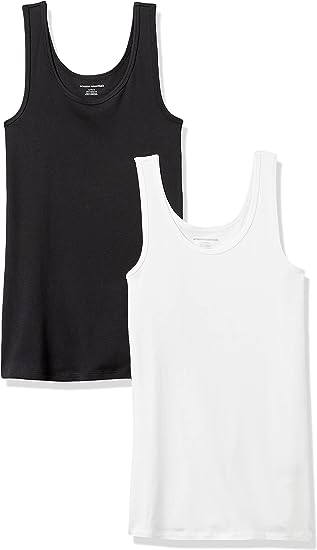 Photo 1 of Amazon Essentials Women's Slim-Fit Tank, Pack of 2 Size S Black / White