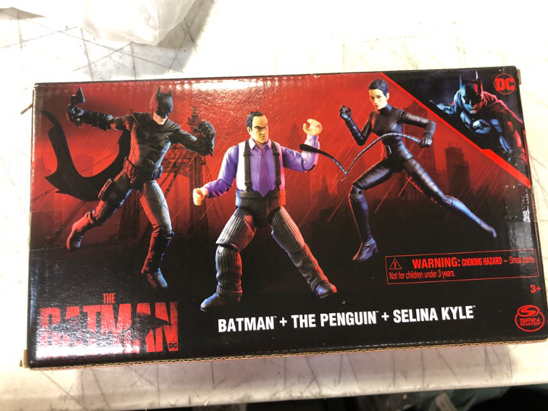 Photo 2 of DC Comics, Batman 3-Pack with Exclusive 4” Batman, Selina Kyle, The Penguin Action Figures, 3 Accessories, Batman Movie Kids Toys (Amazon Exclusive) Figures 3-pack