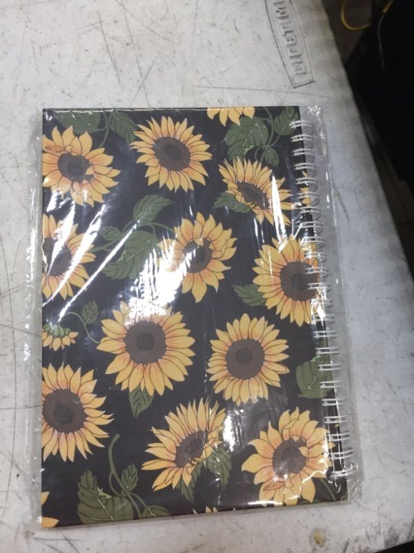 Photo 2 of Vintage Sunflower With Green Leaves - A5 Clothed Spiral Notebook - Ruled Notebook/Journal - Lined 5.83" X 8.27" Durable Books - College Ruled Spiral Notebook/Journal - Coated Paper Cover Journal