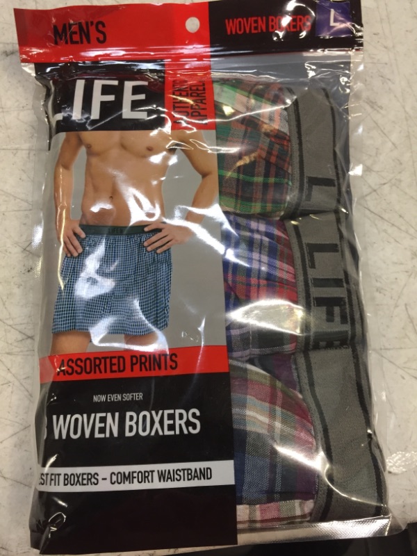 Photo 2 of 3 Packs LIFE Authentic Apparel Men's Woven Boxers, SIZE L 