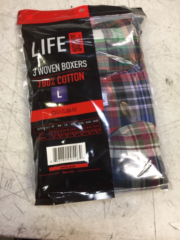 Photo 1 of 3 Packs LIFE Authentic Apparel Men's Woven Boxers, SIZE L 