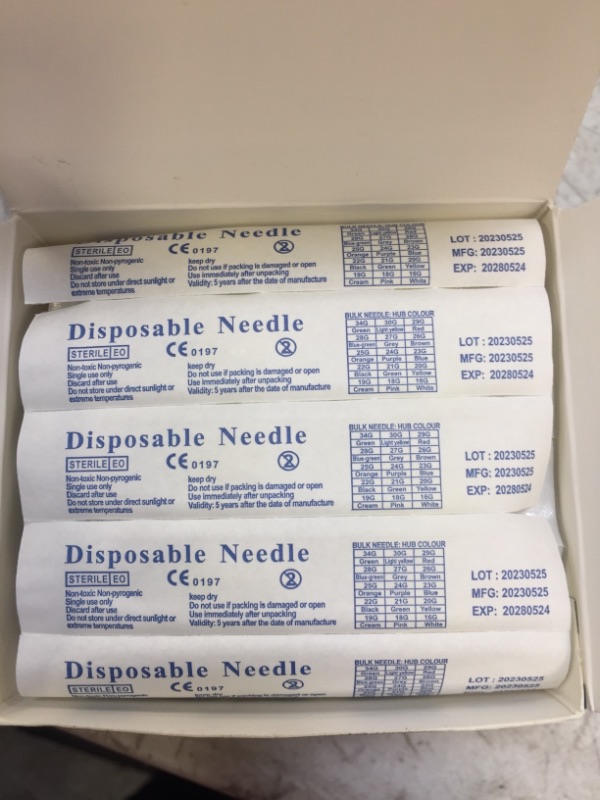 Photo 2 of 100 PCS 20Ga Dispensing Needle,Individual Package of Injection Syringe Accessories with Luer Lock,Suitable for Refilling Liquid, Inks,Livestock and Industry(1inch/25mm) 20 Ga-25mm/1 inch 100, EXP 05/24/2028