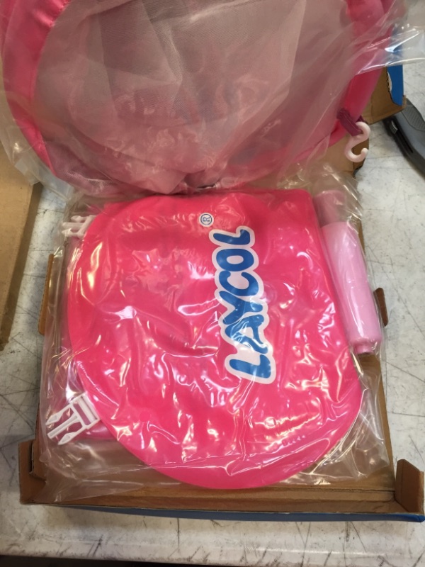 Photo 1 of LAYCOL Baby Swimming Float Inflatable Baby Pool Float Ring Newest with Sun Protection Canopy,add Tail no flip Over for Age of 3-36 Months Pink Small