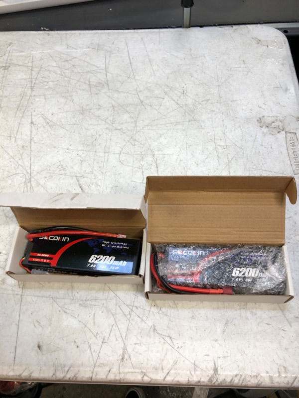 Photo 2 of Socokin 7.4V Lipo Battery 2S 6200mAh 80C with Hard Case Deans T for RC Racing Truck RC Boat RC Racing Car Racing RC Heli Airplane and 1/10 Scale Racing Truck (2 Pack) 7.4V-80C-6200mAh-Deans Connector