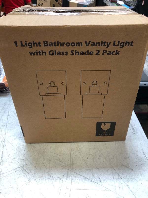 Photo 1 of 1 LIGHT BATHROOM VANITY LIGHT WITH GLASS SHADE 2 PACK 