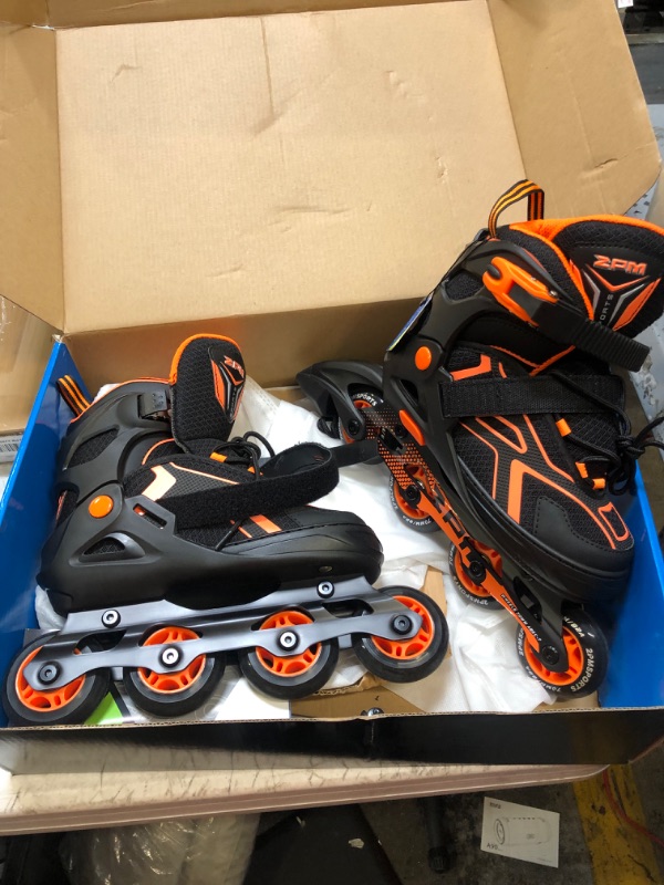 Photo 2 of 2PM SPORTS Torinx Orange/Red/Green Black Boys Adjustable Inline Skates, Fun Roller Blades for Kids, Beginner Roller Skates for Girls, Men and Ladies Orange Medium - Big Kid (1-4 US)