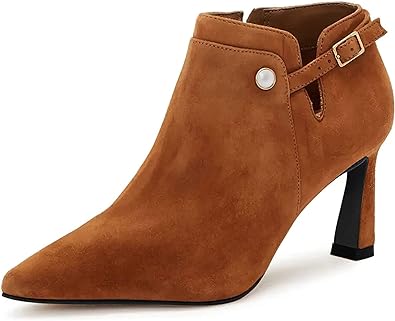 Photo 1 of Coutgo Womens Pointed Toe V Cut Ankle Boots Kitten Heel Side Zip Office Booties, SIZE 8.5 