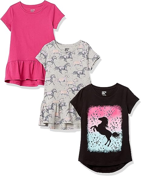 Photo 1 of Amazon Essentials Girls and Toddlers' Short-Sleeve and Sleeveless Tunic Tops (Previously Spotted Zebra), Multipacks. SIZE L 