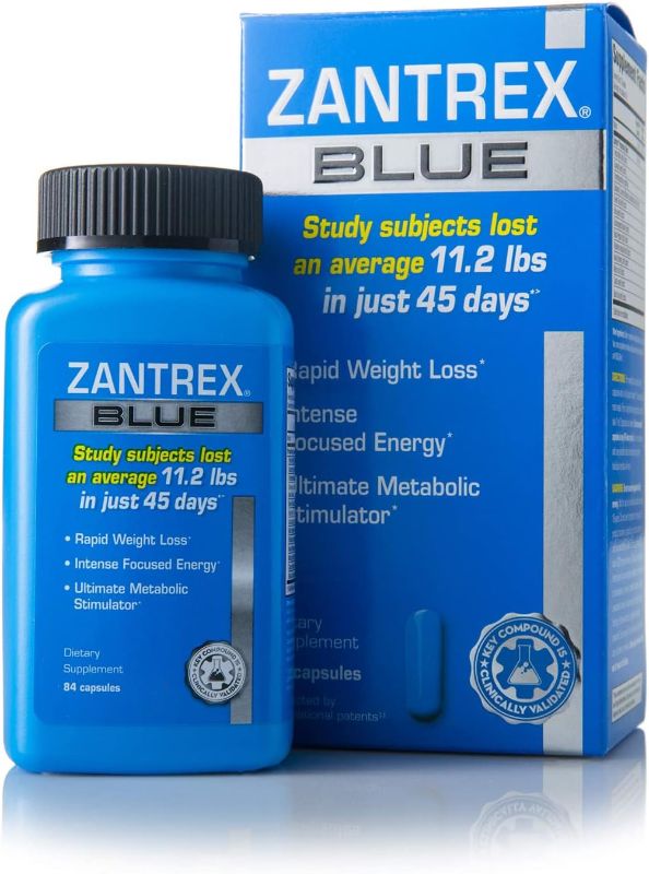 Photo 1 of Zantrex Blue High-Energy Rapid Weight Loss Supplement - Advanced Metabolic Boosting Formula, Reduces Body Fat, Enhances Stamina & Performance - 84 Count Capsules, EXP 09/2025