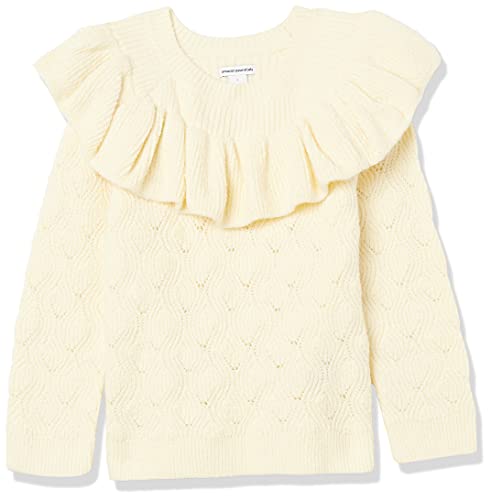 Photo 1 of Amazon Essentials Girls' Soft Touch Ruffle Sweater, Ivory, X-Large