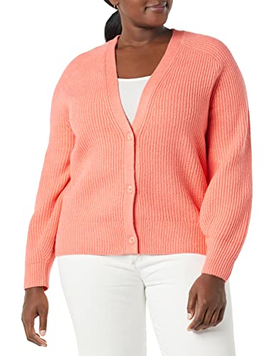 Photo 1 of Amazon Essentials Women's Soft Touch Ribbed Blouson Cardigan, Coral Pink, Medium