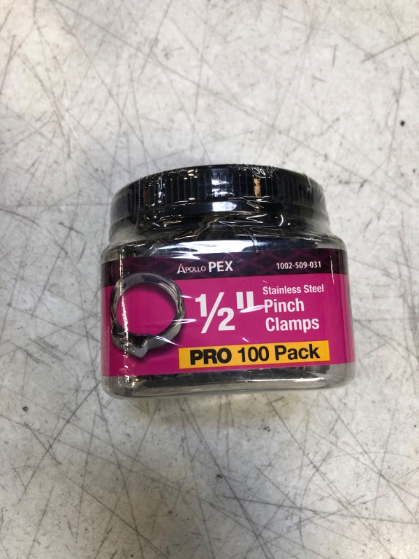 Photo 2 of 1/2 in. Stainless Steel PEX-B Barb Pinch Clamp Jar (100-Pack)