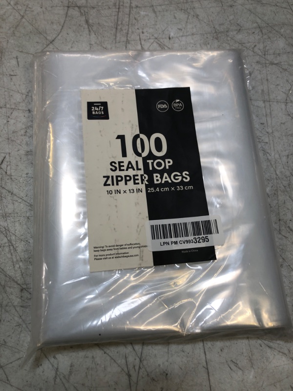 Photo 2 of 100ct, 10" X 13" Reclosable Zip Poly Bags 2 Mil, BPA-Free, Clear, Durable, Packaging & Storing 10 x 13 100 Pack