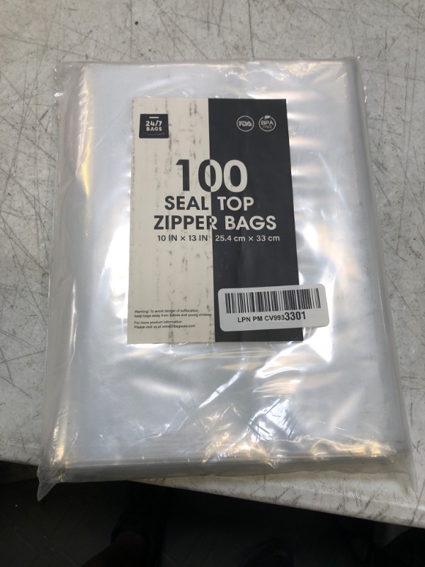 Photo 2 of 100ct, 10" X 13" Reclosable Zip Poly Bags 2 Mil, BPA-Free, Clear, Durable, Packaging & Storing 10 x 13 100 Pack