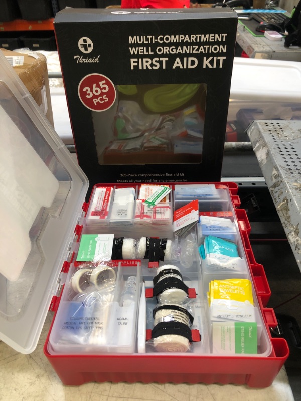 Photo 1 of 365 Piece First Aid Kit, Well-Organized Durable Hard Case, Wall-Mountable Trauma Medical Kits for Any Emergencies, Ideal for Home, Office, Car, Travel, Outdoor, Camping, Hiking, Boating (White)