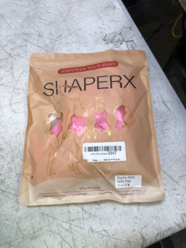 Photo 2 of SHAPERX Bodysuit for Women Tummy Control Shapewear Seamless Sculpting Thong Body Shaper Tank Top Small/Medium Pink Thong