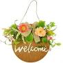 Photo 1 of YNYLCHMX Summer Welcome Sign for Front Door, Round Wooden Hanging Sign for Outdoor, Porch, Indoor, Farmhouse Front Door Decor with Leaves Flowers