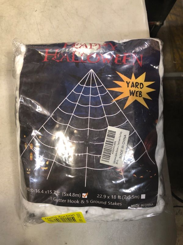 Photo 1 of Halloween Giant Spider Decorations - 200” Triangular Spider Webs Decoration + 2 Giant Halloween Spider with Stretch Cobweb Small Spiders, for Halloween Decorations Indoor Outdoor, Yard Lawn Tree Party