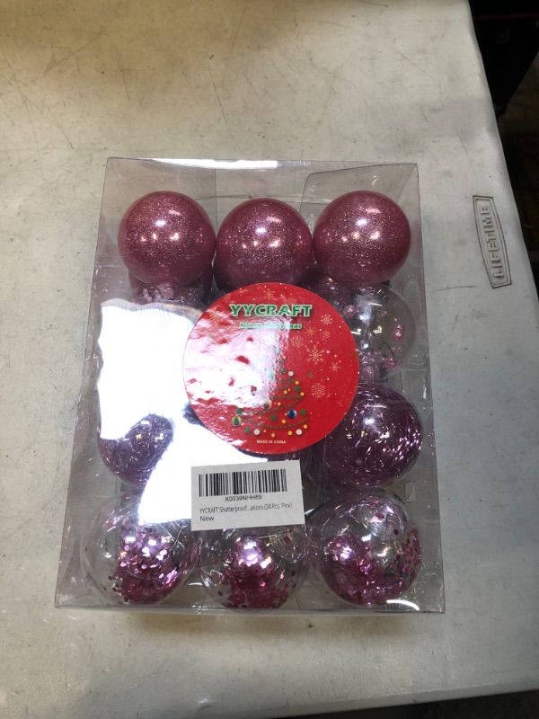 Photo 2 of YYCRAFT Shatterproof Clear Plastic Christmas Ball Ornaments 6CM Xmas Balls Baubles Set with Stuffed Delicate Decorations (24 Pcs, Pink) 6CM Clear Ball Pink