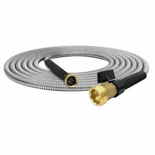 Photo 1 of 50ft Garden Hose Made by Metal with Super Tough and Soft Water Hose, Household Stainless Steel Hose, Durable Metal Hose with Adjustable Nozzle, No Kinks and Tangles, Easy to Store with Storage Strap