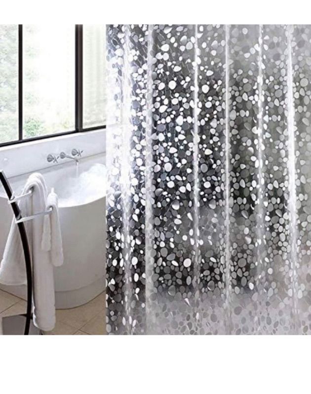 Photo 1 of Yang Yao EVA Clear Shower Curtain Liner 24 Hooks, Water Repellent Shower Curtain for Bathroom Shower Translucent Proof Stall Plastic Shower Curtain for use Alone or with Fabric Curtain, 72 x 72