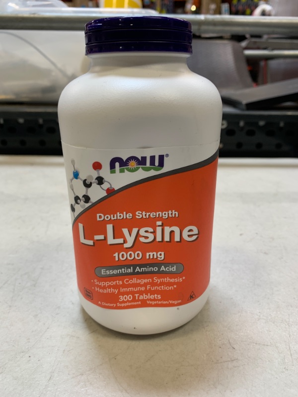 Photo 2 of EXP. 06/29/28 NOW Foods L-Lysine 1000mg - Double Strength - 300 Tablets - Non-GMO Amino Acid Supplement (Llysine Hydrochloride)- 1000 mg Tabs - Vegan/Vegetarian