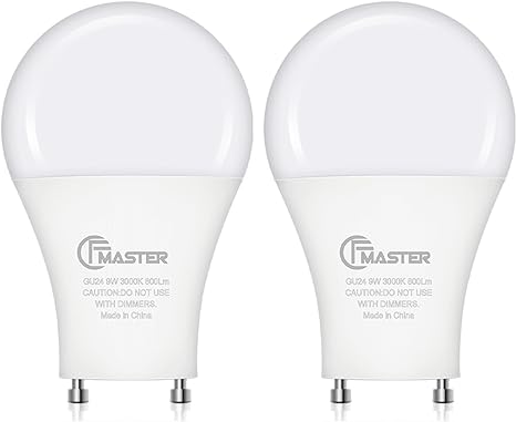 Photo 1 of CFMASTER GU24 Led Light Bulb, 9W(100W Equivalent), 5000K Daylight, A19 Shape GU24 Light Bulb, 800 Lumens GU24 Led Bulb, CRI 85, Non-Dimmable ETL Listed(2-Pack)