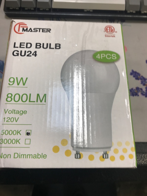Photo 1 of CFMASTER GU24 Led Light Bulb, 9W(100W Equivalent), 5000K Daylight, A19 Shape GU24 Light Bulb, 800 Lumens GU24 Led Bulb, CRI 85, Non-Dimmable ETL Listed(2-Pack)