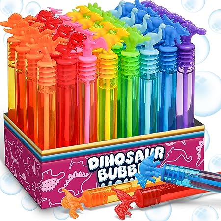 Photo 1 of 32 Pack Bubble for Kids Party Favors, 8 Style Mini Bubble Wands with Gift Box, Dinosaur Toys Bulk for Carnival Prizes Goodie Bag Stuffers Supplies, Birthday Bath Time Bubbles Blower Toy for Girl Boy