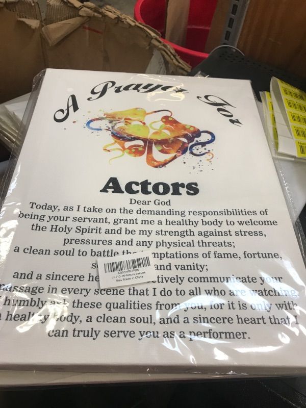 Photo 1 of a Actor's Prayer Quote Poster Canvas Wall Art for Office Home Decor - Actor Perform Professionals Actor Canvas Print Wall Art Painting Ready to Hang Gifts - Easel & Hanging Hook 12x15 Inch