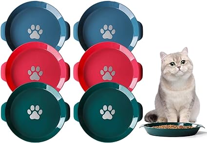 Photo 1 of Mithrgrous 6Pack Cat Bowls,Cat Bowls Whisker Friendly,Cat Food and Water Bowl Set,Plastic Shallow Cat Feeding Bowls,Outdoor Cat Dishes,Bowls for Cats Dogs