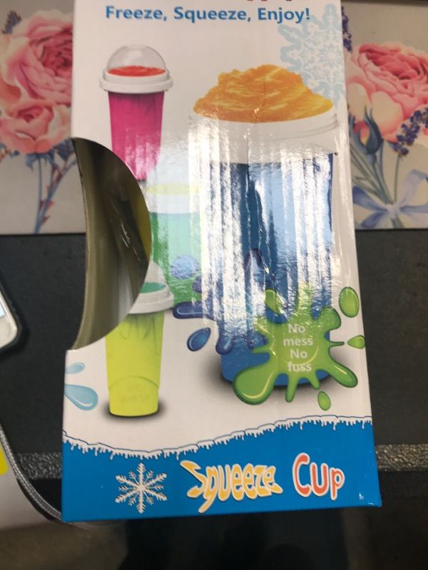 Photo 2 of Ziergn Slushy Maker Squeeze Cup, Quickly Make Smoothies and Freeze Drinks, Reusable Silicon Ice Cup with Straw Spoon (Yellow)