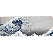 Photo 1 of Extended Large Mouse Pad, Wave Painting Big Gaming Mouse Mat Non-Slip Water-Resistant Rubber Base Computer Keyboard Mouse Mat 31.5X11.8 inch Large