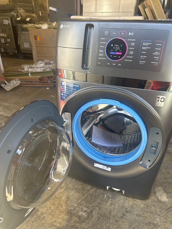 Photo 4 of GE Profile PFQ97HSPVDS 28 Inch Smart Front Load Washer/Dryer Combo with 4.8 cu.ft. Capacity, 12 Wash Cycles, 14 Dryer Cycles, Ventless Heat Pump Dryer, EZ Access Lint Filter, SmartDispense™ Technology, Dynamic Balancing Technology, Eco Cool™ Cycle, ADA Co