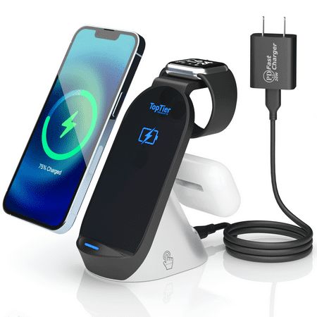 Photo 1 of TopTier 3 in 1 Wireless Charging Station Dock 20W Total Power Output Compatible with iPhone Apple Watch Airpods